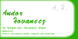 andor hovanecz business card